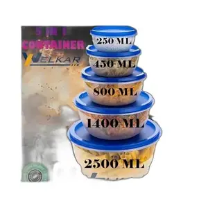 Kitchen Container |250+450+800+1400+2500 ml| Stackable Refrigerator Organizer for Fresh Food Storage | BPA-Free Kitchen Solution|Design - 8016 for Home and Kitchen