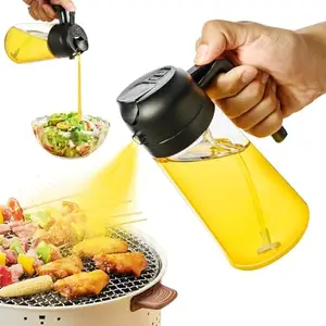 Pritama 500ml 2 in 1 Olive Oil Sprayer and Oil Dispenser Bottle for Kitchen, Glass Oil Bottle with Premium Nozzle, Oil Sprayer for Air Fryer, Salad,BBQ,Roasting (Multi Color) (Pack of 1)