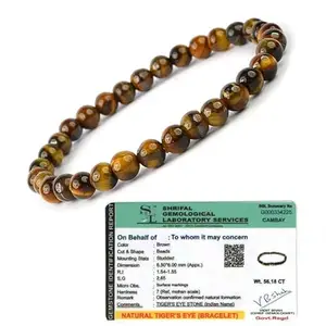 Astrogem Crystal Agate Lab Certified Natural Tiger Eye Crystal Bracelet for Chakra Healing and Positive Energy, Courage, Protection and Will Power (6 MM Women Men)