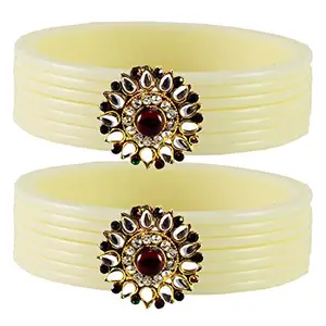 MAYA FASHION white Stone Acrylic-Brass Bangle With Very Extra Large Size Elegant Extra Large Size Bangle | Perfect Fit for Plus Size banglesTrendy and Comfortable Fit for woman and girls | (Sku-ban1768)