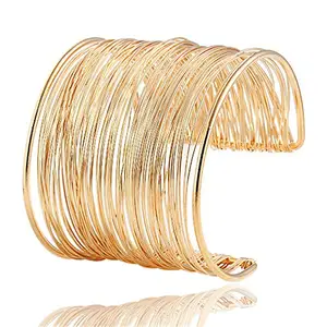 Shining Diva Fashion Non Precious Metal Gold Plated Stylish Kada Bangle Cuff Bracelet for Women (8133b, Gold)