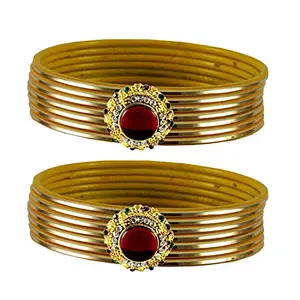 MAYA FASHION Golden Stone Brass Bangle Elegant Extra Large Size Bangle | Perfect Fit for Plus Size banglesTrendy and Comfortable Fit for woman and girls | (Sku-ban1900)