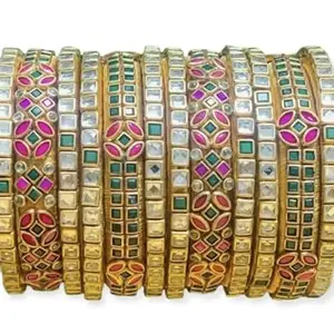 Neta Jewels Silk thread bangles kundan bangles Green colour for use set of 12 for women/girls (2-2)