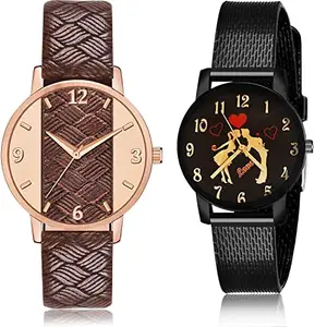 NIKOLA Casual Analog Brown and Black Color Dial Women Watch - GM400-GCPL27 (Pack of 2)