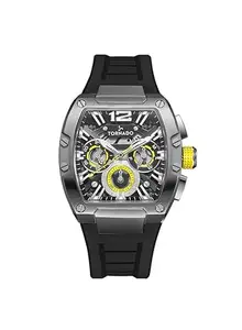 Tornado Xenith Men's Watch, Analog Display and Premium Flexible & Durable Silicone Strap - T23105-XSBB, Black, Black, Strap