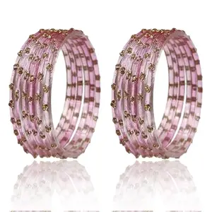 Beaded Glass Bangle Set, Handmade Bangles, for Women's, 12 Pieces (Wine, 2.4)