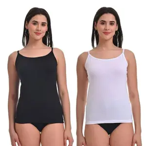 Adira | Slips Camisole for Women Adjustable | Women Camisole | Soft Adjustable Shoulder Elastic | Lightweight & Breathable | Offers Full Coverage | Pack of 2