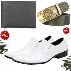 Fashionable Trendy Formal Shoes/Party Shoes/Shoes Combo with Free Wallet & Belt for Men and Boys (BAZAAR4546_VTOR-BLK-401) Multicolor