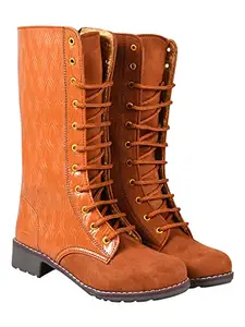 Shoetopia womens BT-Print Tan Mid Calf Boot - 5 UK (BT-Print-Tan)