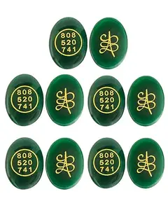 Reshamm 100% Natural Crystal Stone Pre-Energized Green Jade Zibu Coin Good For Money Attrection, Good Luck, Abundence, Prosperity, (Pack of 5)