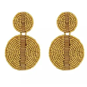 Dulcett India | Stylish Crystal Drop Earrings for Women & Girls| Western Handmade Round Drop Dangle Crystal Earrings for Women and Girls (Yellow)
