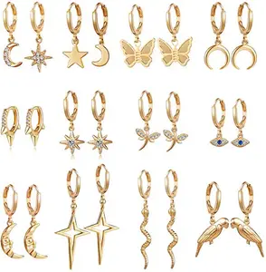 Jewels Galaxy AD Gold Plated Jewellery For Women 12 Pair of Earrings (JG-PC-ERG-8644)