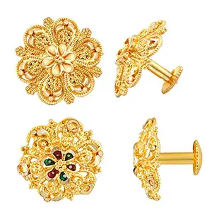 MEENAZ Earrings For Women girls Combo Set Pack Traditional Temple 1 One Gram Gold 18k Copper Brass Ruby Meenakari South Indian Screw Back Studs Tops Stud Fashion Stylish Hoop Bali Ear rings combo-M17