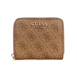 GUESS Brown Monogram Laurel Small Zip Wallet