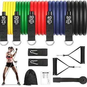 Toning Tube Resistance Belt Stackable up to 150 lbs, Home Workout, Perfect Muscle Builder for Leg, Arms, Back, Chest, Belly