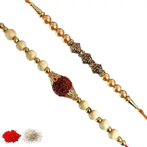 Rakhi set of 2, Rakhiya, Rakhi combo,with roli and chawal packet 96