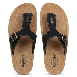 Aqualite Men's Classic Cushion Sliders/Slippers with Adjustable Buckle Strap for Adult Comfortable & LightWeight |Stylish & Anti-Skid| Waterproof & Everyday Flip Flops