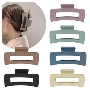 BELICIA Hair Claw Clips Strong Hold Rectangle Hair Claw 4.1In Matte Solid Color Hair Jaw Clamp Non-Slip Catch Hair Clips Jumbo Hair Styling Accessories (MULTICOLOR)