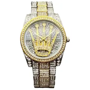 Men's Luxury Diamonds Plated Analog Watch,Rotating Dial Rose Gold & Silver Mens Unique Latest Watch,Water Resistant Stainless Steel Luxury Gift For Men