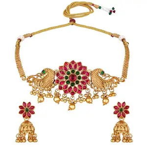 Shining Diva Fashion Latest Stylish Design Fancy Choker Traditional Necklace Jewellery Set for Women (rrsd16507s)