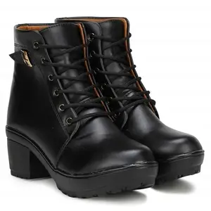 FASHIMO Women & Girls Lace Up Block Heel Lace-up Boots GNNP777-black-37