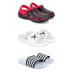 Lightweight Classic Clogs || Sandals with Slider Adjustable Back Strap for Men-Combo(3)-3017-3029-3026-9 White-6704