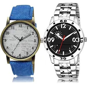 NIKOLA Exclusive Analog Blue and Silver Color Dial Men Watch - BL46.28-(20-S-19) (Pack of 2)