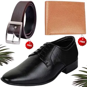 Graceful Trendy Formal Shoes/Party Shoes/Shoes Combo with Free Wallet & Belt for Men and Boys (BAZAAR6325_RT-Tan-301) Multicolor