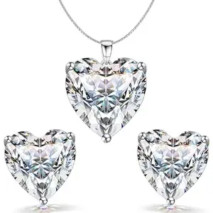 GOLDHARTZ Women's Solitaire Heart Pendant and Earring Set in 925 Sterling Silver Jewellery for Women - Exquisite and Affordable Luxury
