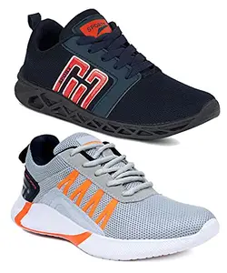 Axter Men's (9346-9310) Multicolor Casual Sports Running Shoes 8 UK (Set of 2 Pair)