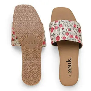 ZOUK Women's Handcrafted Vegan Leather Deccan Garden Casual Flats Multicolor (ZFCF-DG-37)