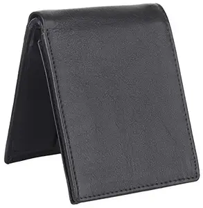 Men Black Pure Leather RFID Wallet 7 Card Slot 2 Note Compartment
