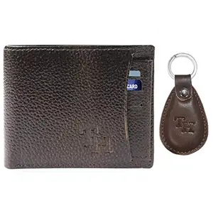 TANNED HIDES - Genuine Leather Designer Wallet with Attractive Leather Key Chain - Export Quality - Special Price ONLY On Amazon