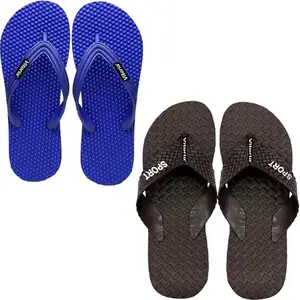 Vitoria Men Slippers | Soft Comfortable Stylish And Anti Skid Men's Flip-Flops & Slippers | Color : Blue-Brown | Size : 8, FPKS02DanaBluSlprS04BoltCofeSlpr2SP-8