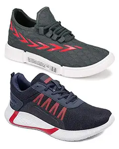 WORLD WEAR FOOTWEAR Multicolor Men's Casual Sports Running Shoes 7 UK (Pack of 2 Pair) (2A)_9285-9311
