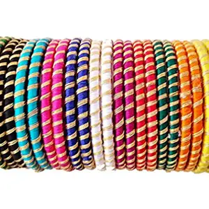 thread trends multi color Silk Thread Bangles set of 24 Bangles New Model (size-2/0)