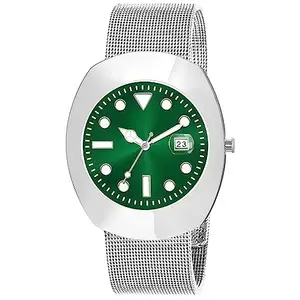 Silver Intermesh Stainless Steel Strap Analog Watch for Men LR143