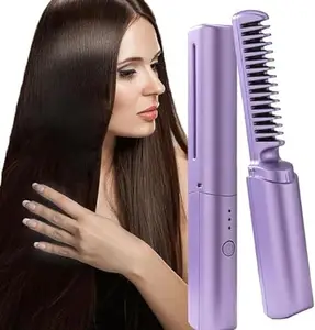 ‎‎SR Brothers Mini Hair Straightener, Cordless Hair Straightener, Rechargeable Mini Hair Straightener, Portable Hair Straightener Brush Travel for Women, Negative Ion Hair Straightener Styling Comb