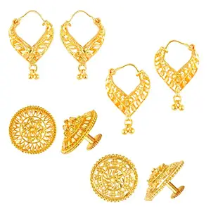 MEENAZ Traditional Temple 1 One Gram Gold 18k Copper Brass Ruby Meenakari South Indian Screw Back Studs Earrings Combo Set Pack Tops Stud For Women girls Latest -Ear rings combo-M151