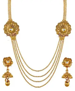 YouBella Jewellery Gold Plated Traditional Necklace set for women Jewellery set with Earrings For Girls/Women