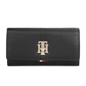 Tommy Hilfiger Alessia Women Leather Flap Wallet with Sling Handbag - Black