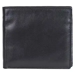 Leatherman Fashion LMN Genuine Leather Black Men's Bi-fold Wallet 1 Card Slot