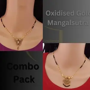 2 pcs combo Pack Ethnic Gold Jewelry's Mangalsutra Pendant Tanmaniya(18 Inch) Brass Mangalsutra hA_191&192