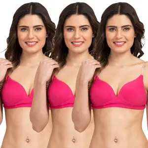 Tweens - Transparent Heavily Padded Backless Push-Up Bra - Cotton Rich - Seamless, 3/4th Coverage, Multiway Straps - T-Shirt Bra (TW-915900-DPK-3PC-30B)