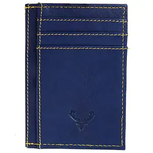 URBAN LEATHER Leather Credit Card Holder -Slim Minimalist Front Pocket RFID Blocking Leather Wallets for Men Women (Blue)