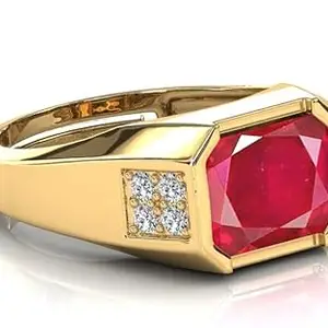 MBVGEMS Natural Ruby RING 8.25 Ratti / 7.50 Carat Certified Handcrafted Finger Ring With Beautifull Stone manik RING Gold Plated for Men and Women