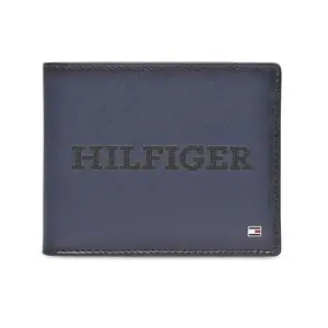 Tommy Hilfiger Men Leather Passcase Wallet - Navy, (Zaros)