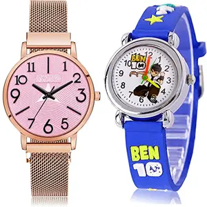NEUTRON Rich Analog Pink and White Color Dial Women Watch - GM244-GC91 (Pack of 2)