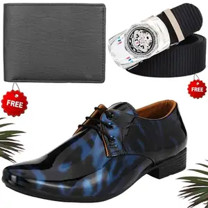 Vitoria Men's Aadab PU Formal/Party Shoes | Shoes Combo with Free Wallet & Belt | Stylish & Comfortable | Ideal for Office, Casual Outings, Parties (4025_VTOR-BLK-101) (Multicolor)(Size: 10UK)