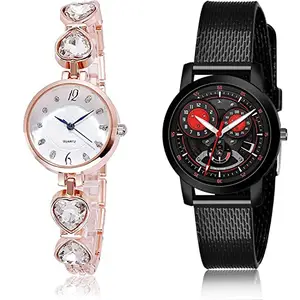 NEUTRON Wrist Analog White and Black Color Dial Women Watch - G443-(37-L-10) (Pack of 2)
